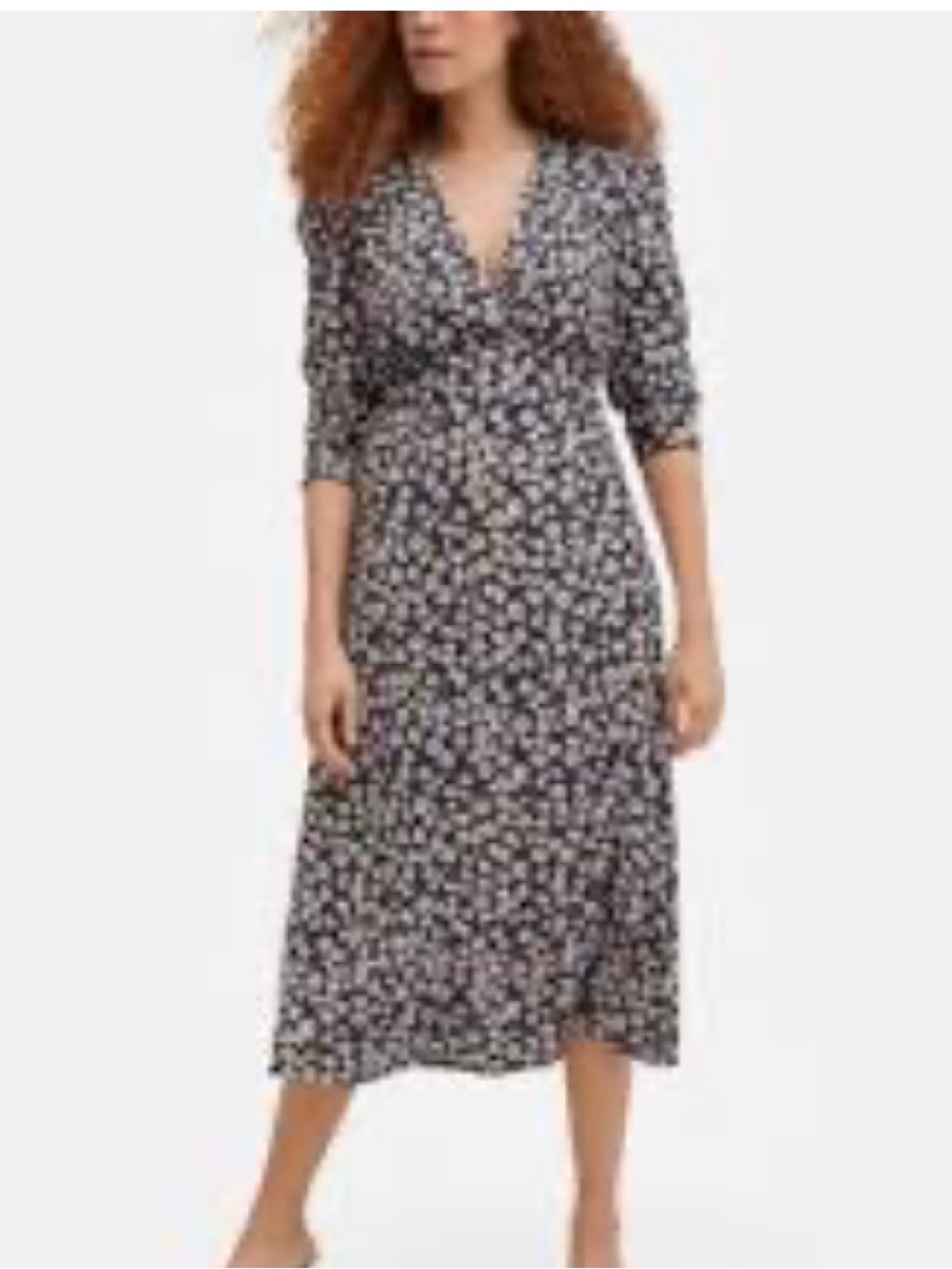 Chic Long Sleeve Floral Dress in Black and lavender